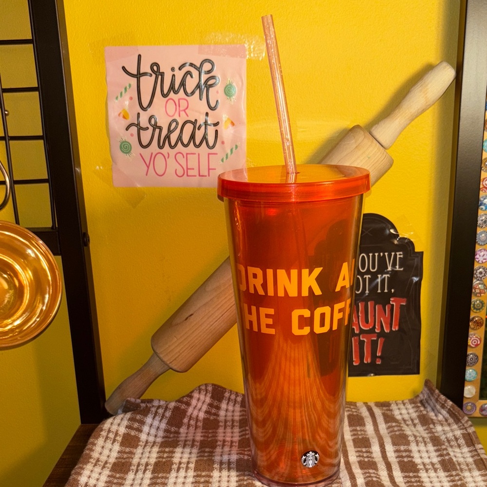 Starbucks Vibrant Orange Tumbler with Straw